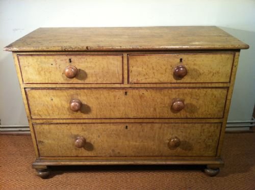 A Mid 19th C North Country Chest of 2 Short and 3 Long Drawers with the Original Simulated Maple Painted Decoration.