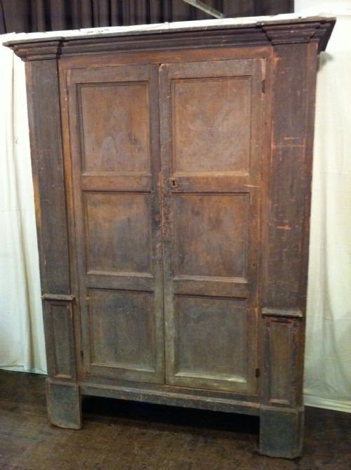 An 18th Century Irish Architectural Cupboard C 1780 with the Original Painted Decoration.
