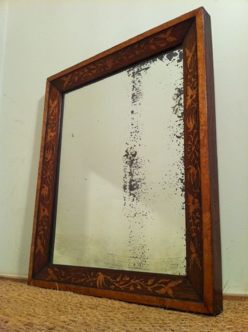 A Victorian Rosewood and Sycamore Marquetry Rectangular Wall Mirror C 1860