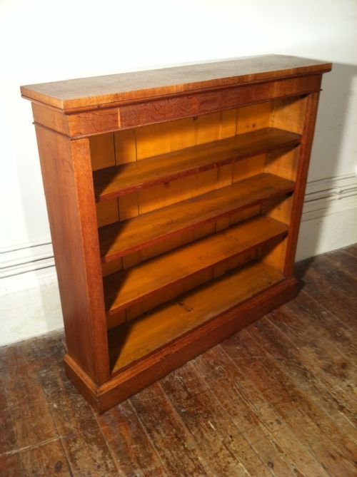A Victorian Honey Coloured Oak Open Bookcase C1880 with Adjustable Shelves
