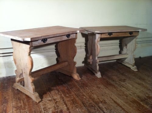 A Pair of English Arts and Crafts Bleached Oak Side Tables C 1920 
