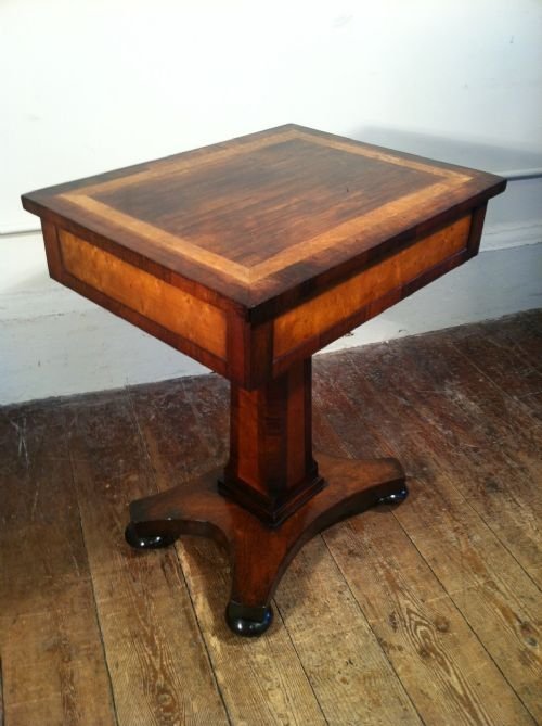 A William IV Rosewood and Birds Eye Maple Single Drawer Lamp Table C 1835