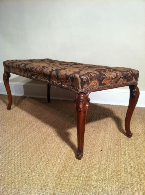A Large Victorian Walnut Cabriole Leg Stool C1860