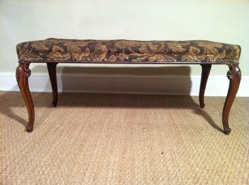fig 1. A large Victorian walnut cabriole leg stool c1860