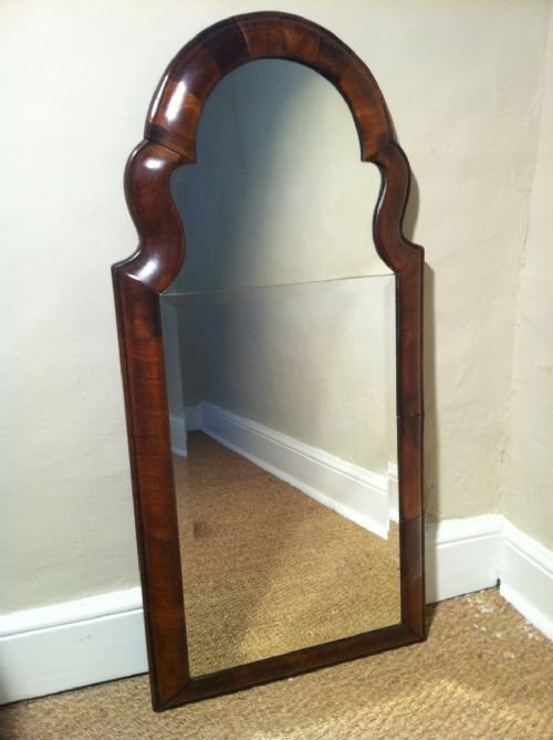 A Queen Anne Style Walnut Arched Mirror C 1890