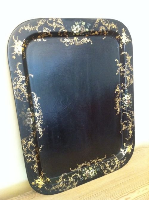 A Large Late Regency Papier Mache Tray C 1830