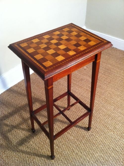 An Edwardian Chequerstrung and Cube Parquetry Lamp Table C1910