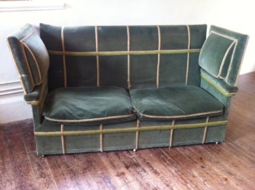An Edwardian Knole Sofa by Hampton and Sons in the Original Green Velvet C1910