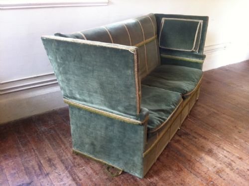 fig 1. An Edwardian Knole Sofa by Hampton and Sons in the original Green Velvet C1910
