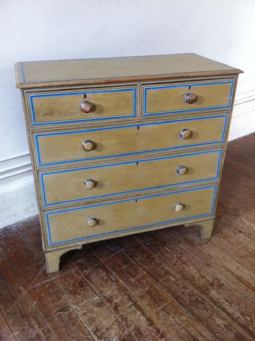 A Regency Painted Chest of Drawers with Original Decoration C1820.