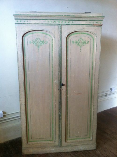 A Mid 19th C Painted Wardrobe with Original Decoration