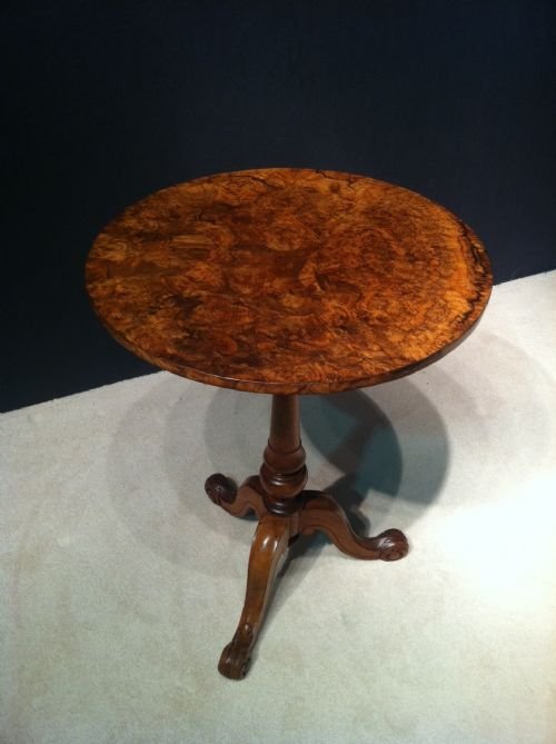 A Victorian Burr Walnut Lamp Table C1865 by Hindley and Sons London