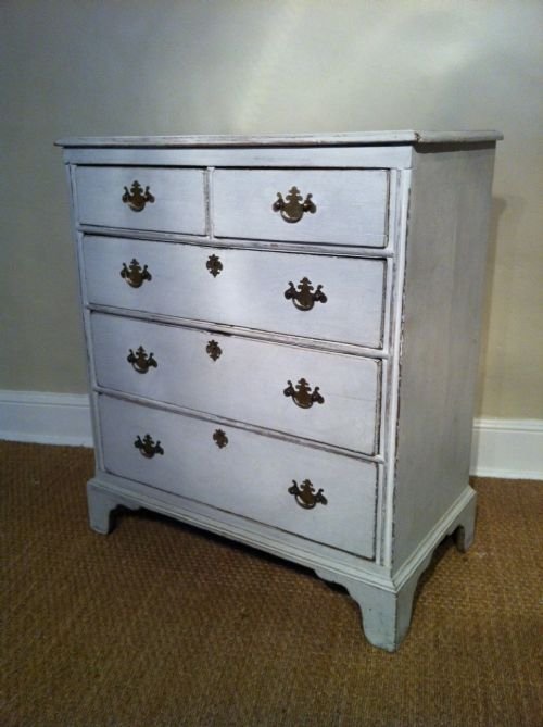 A Small 18th C Oak and Later Painted Chest of Drawers