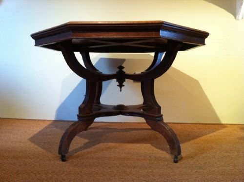 fig 1. A Victorian oak octagonal table by James Shoolbred c 1880