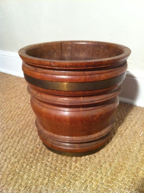 A Late Victorian Oak and Brass Banded Waste Paper Basket C1900