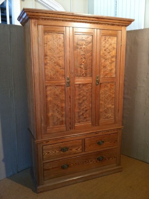 A Victorian 3 Door Oregon Pine Wardrobe C 1880