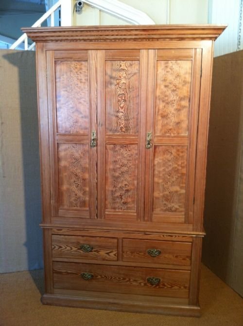 fig 1. A Victorian 3 door Oregon pine wardrobe c 1880
