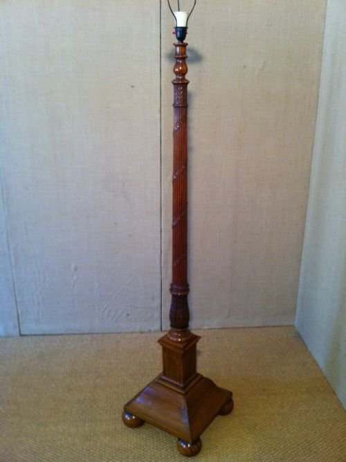 A Late Victorian Satinwood and Marquetry Standard Lamp C 1890