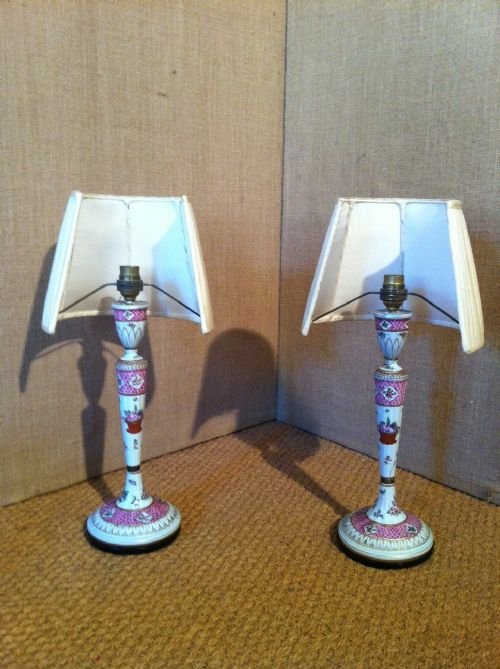 A Pair of English Porcelain Candlesticks Probably New Hall C1810