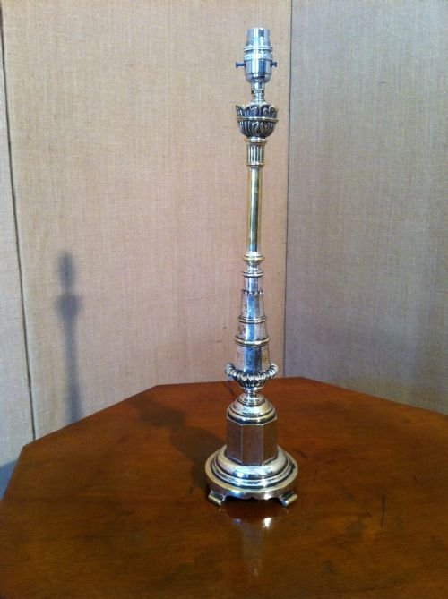 An Edwardian Silver Plated Lamp .