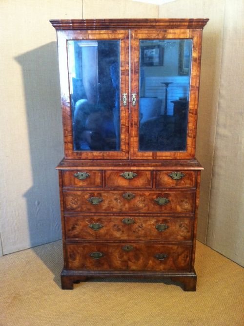A George 1 Walnut Cabinet on Chest C1725