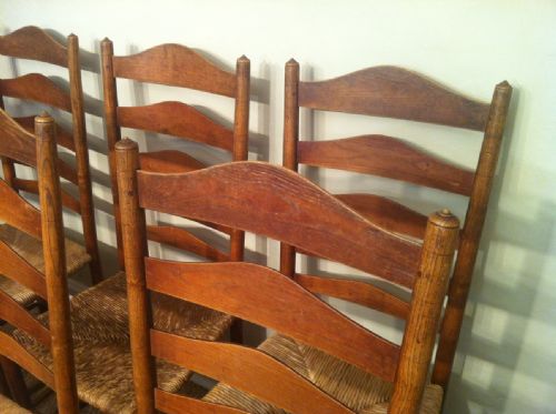 fig 1. A set of 6 Cotswold School ash ladder back chairs c 1920
