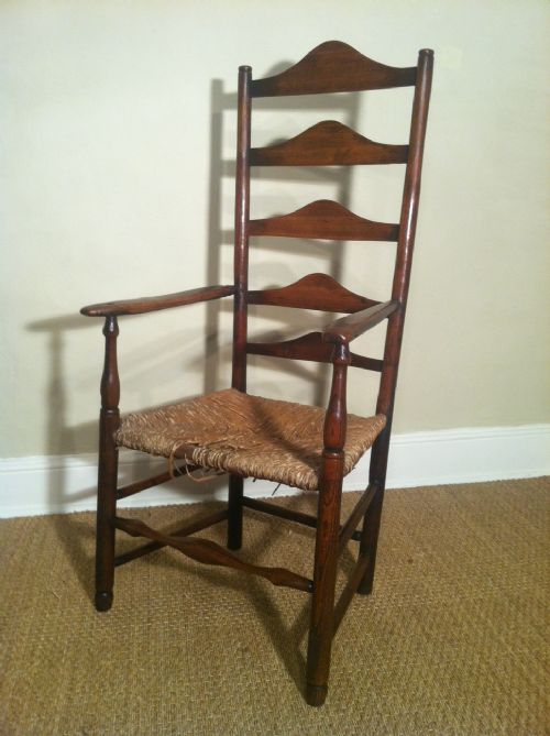 An Early 19th C Ash Lancashire Ladderback Chair