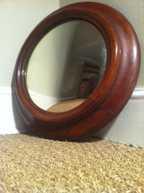 A Late Victorian Mahogany Convex Mirror C1890