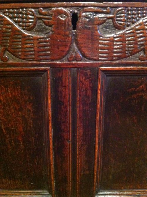 fig 1. A large late 17th c Welsh oak coffer c1680