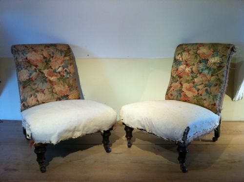 A Pair of Victorian Mahogany Nursing Chairs C 1880