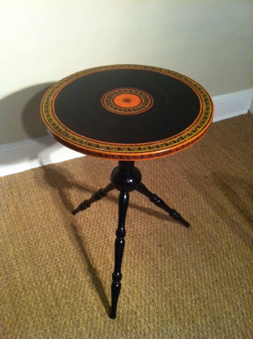 An  Indian Ebonised and Painted Padouk Gypsy Table