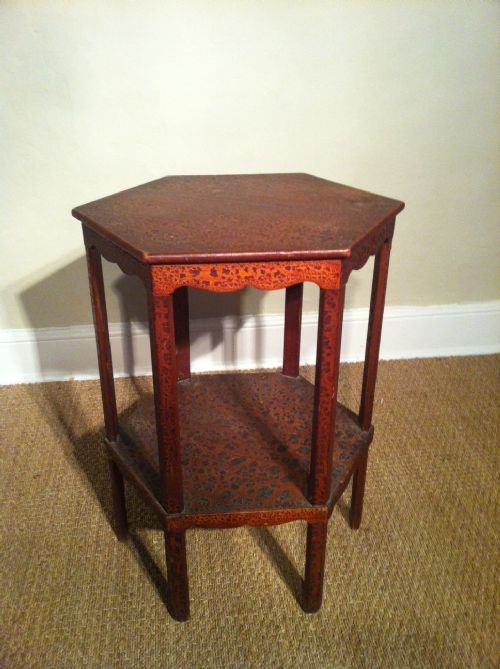 An Unusual Hexagonal Arts and Crafts Pine 2 Tier Table C1890