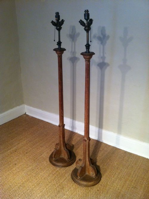 A Pair of Heals Oak Standard Lamps C 1925