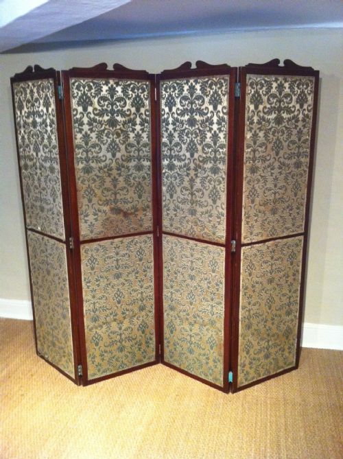 A Victorian Mahogany 4 Section 3 Fold Screen C 1890