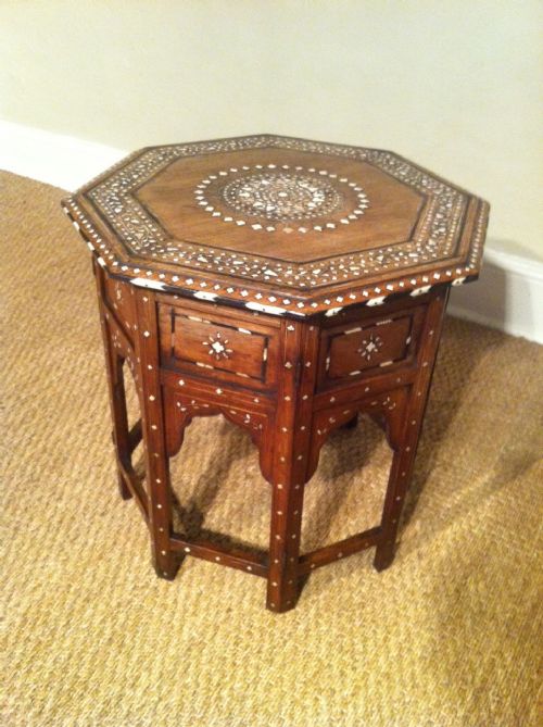 A Hoshiapur Octagonal Shisham and Bone Inlaid Table C 1890