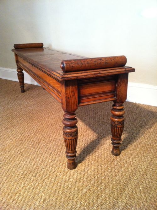 A Victorian Oak Window Seat or Hall Bench C 1880