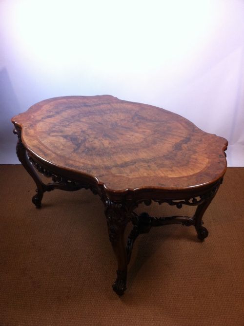 fig 1. A fine quality Victorian burr walnut centre table c1860