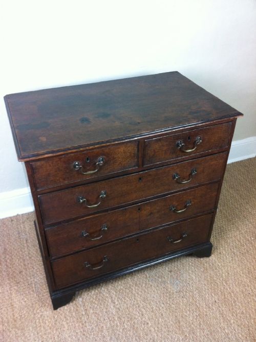 fig 1. A small Georgian oak chest of drawers c 1780