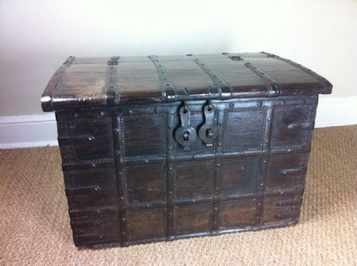 An 18th/19th C Dutch East Indies Padouk and Iron Strongbox.