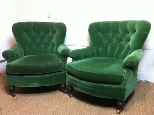 A Pair of Victorian Button Back Library Chairs C 1880