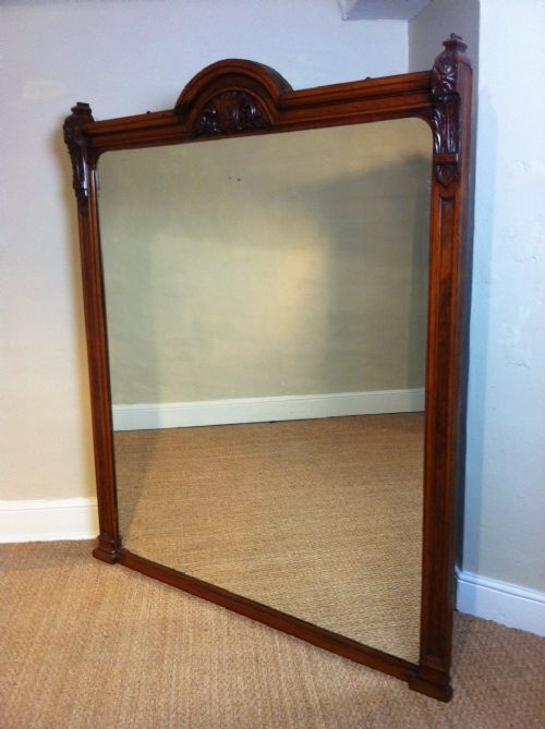 A Large Victorian Burr Oak Overmantle Mirror C 1880