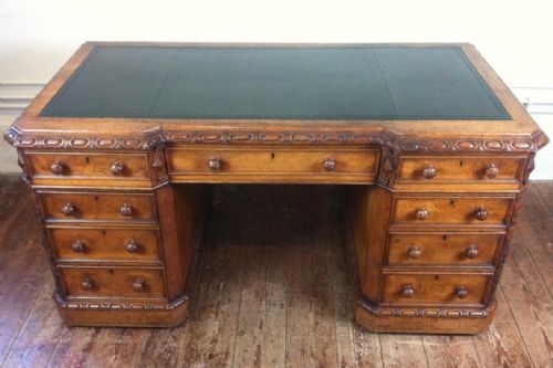 A Victorian Oak Pedestal Desk C 1865