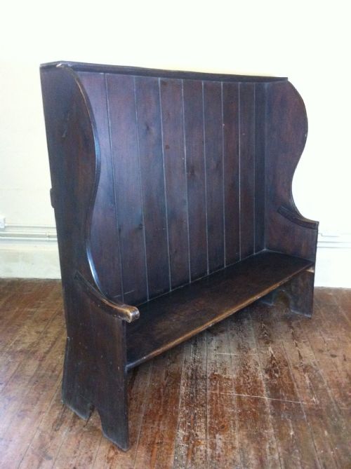 A Large West Country Painted Elm Pub Settle C 1870