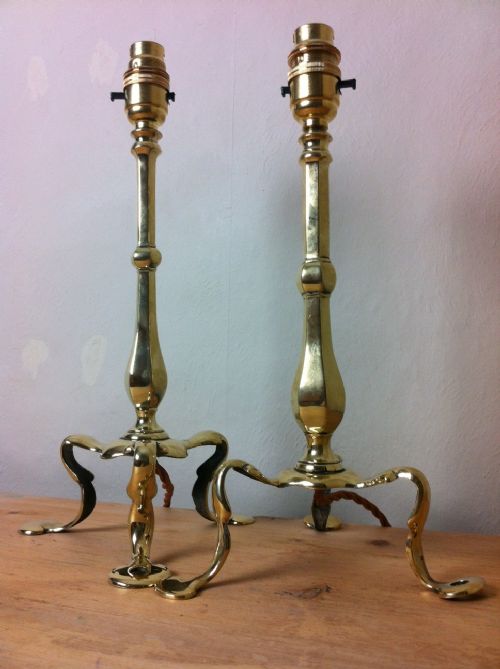 A Matched Pair of Edwardian Brass Pullman Lamps C 1910