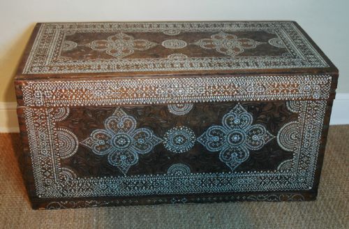 A Middle Eastern Bone Inlaid Coffer C 1890