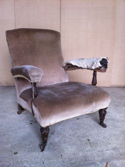 A Victorian Oak Library Chair C 1880 for Re Upholstery