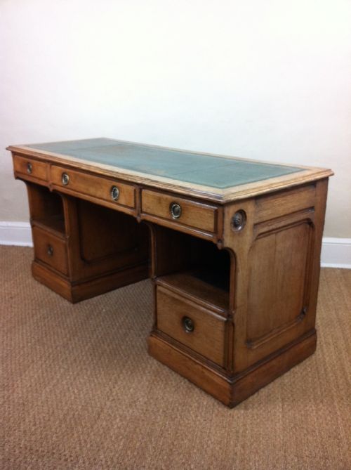 An Unusual Edwardian Oak Pedestal Desk C 1900