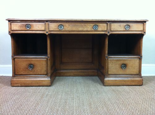 fig 1. An unusual Edwardian oak pedestal desk c 1900