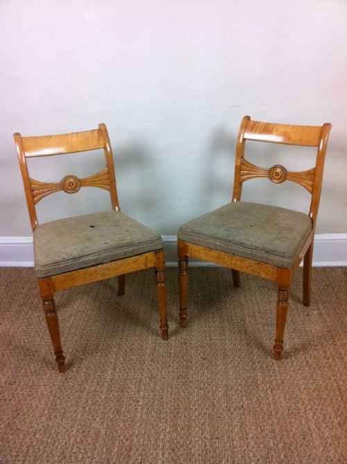 A Pair of Early 19th C Scandinavian Birch Side Chairs