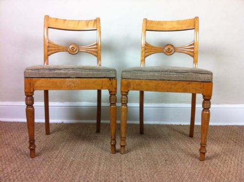fig 1. A pair of early 19th c Scandinavian birch side chairs